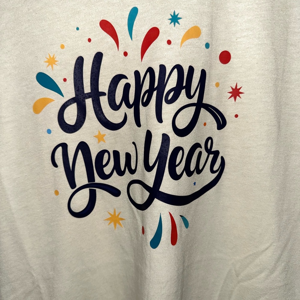 NWOT Handcrafted Happy New Year Shirt Large - Picture 2 of 4